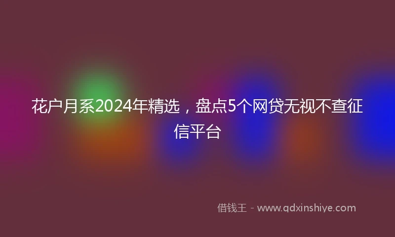 花户月系2024年精选，盘点5个网贷无视不查征信平台