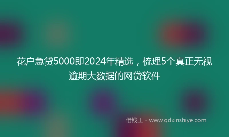 花户急贷5000即2024年精选，梳理5个真正无视逾期大数据的网贷软件
