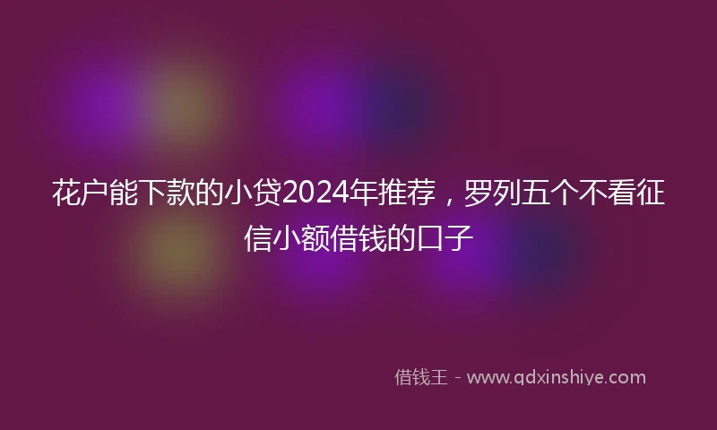 花户能下款的小贷2024年推荐，罗列五个不看征信小额借钱的口子