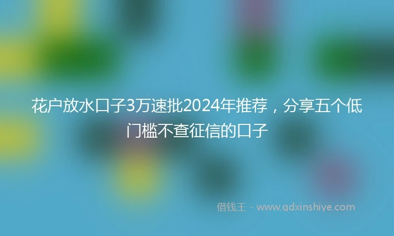 花户放水口子3万速批2024年推荐，分享五个低门槛不查征信的口子