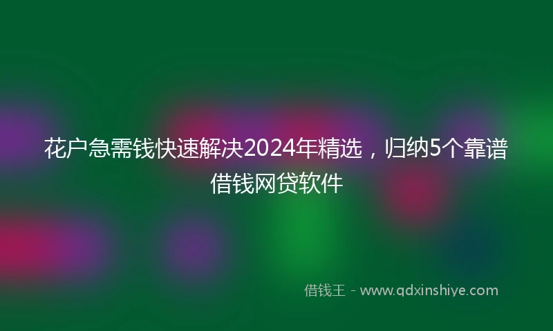 花户急需钱快速解决2024年精选，归纳5个靠谱借钱网贷软件