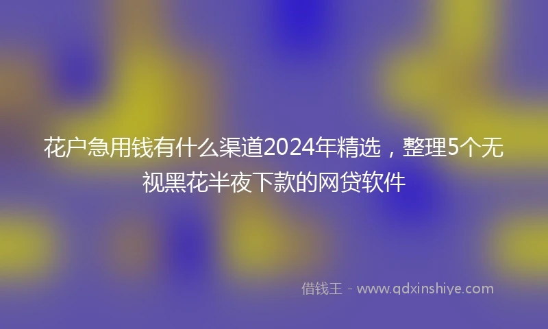 花户急用钱有什么渠道2024年精选,整理5个无视黑花半夜下款的网贷软件
