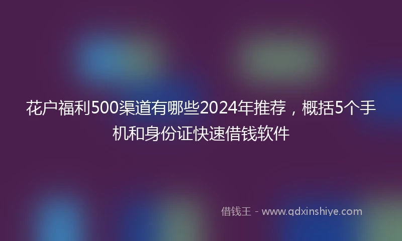花户福利500渠道有哪些2024年推荐，概括5个手机和身份证快速借钱软件