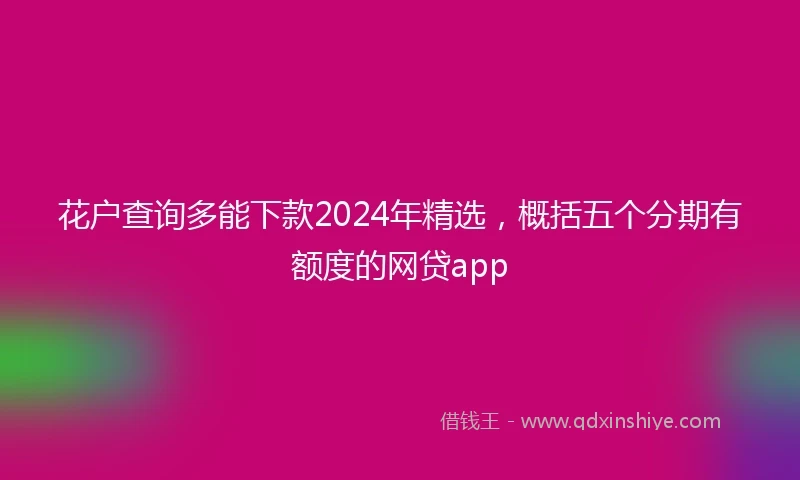 花户查询多能下款2024年精选，概括五个分期有额度的网贷app