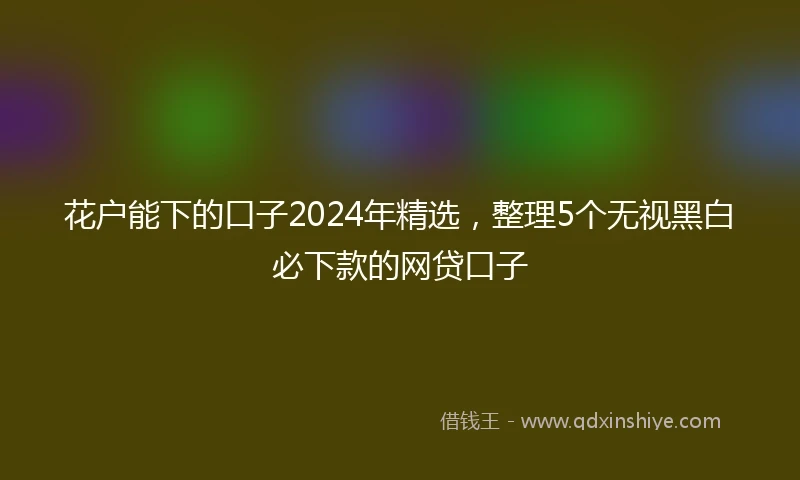 花户能下的口子2024年精选，整理5个无视黑白必下款的网贷口子