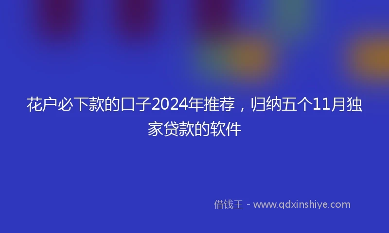 花户必下款的口子2024年推荐，归纳五个11月独家贷款的软件