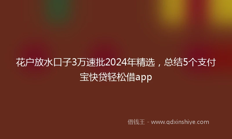花户放水口子3万速批2024年精选，总结5个支付宝快贷轻松借app