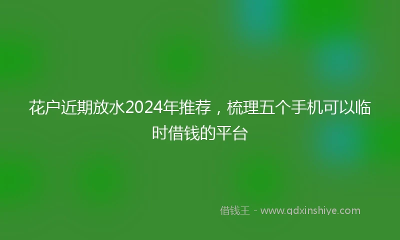 花户近期放水2024年推荐，梳理五个手机可以临时借钱的平台