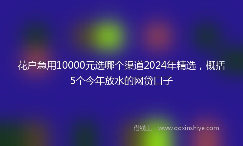 花户急用10000元选哪个渠道2024年精选，概括5个今年放水的网贷口子