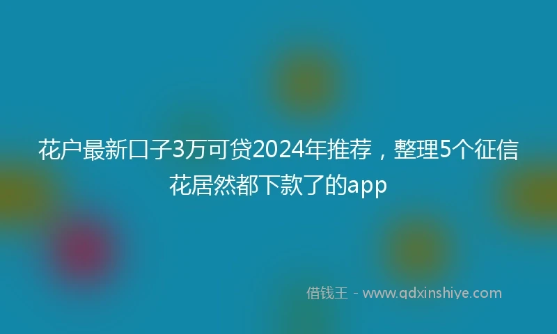 花户最新口子3万可贷2024年推荐，整理5个征信花居然都下款了的app