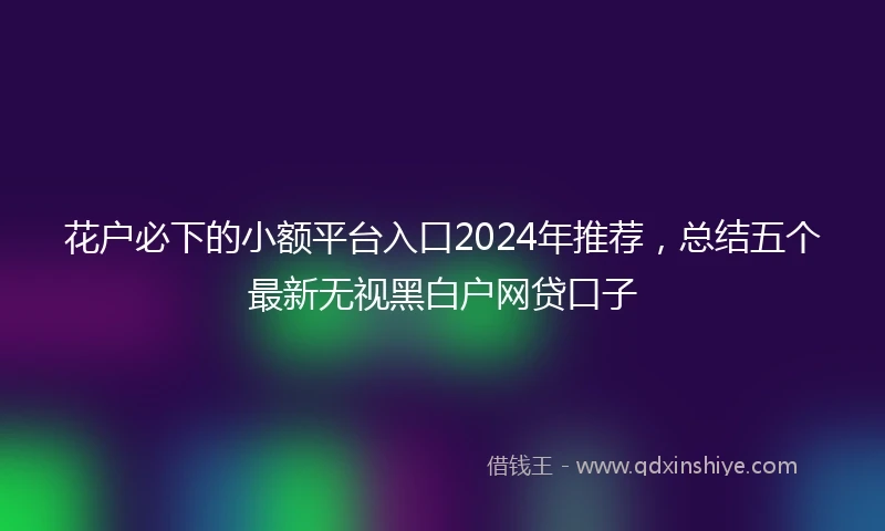 花户必下的小额平台入口2024年推荐，总结五个最新无视黑白户网贷口子