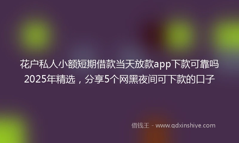 花户私人小额短期借款当天放款app下款可靠吗2025年精选，分享5个网黑夜间可下款的口子