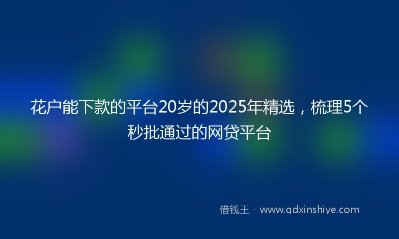 花户能下款的平台20岁的2025年精选，梳理5个秒批通过的网贷平台
