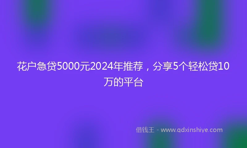 花户急贷5000元2024年推荐，分享5个轻松贷10万的平台