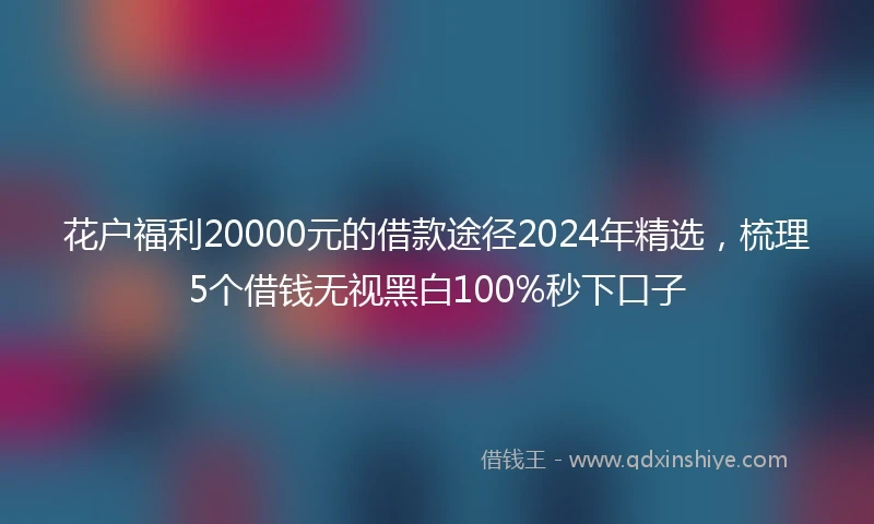 花户福利20000元的借款途径2024年精选，梳理5个借钱无视黑白100%秒下口子