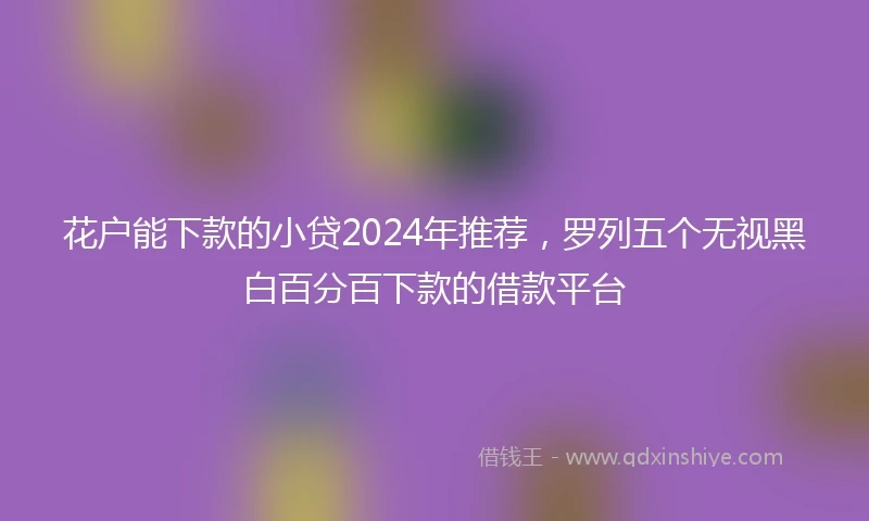 花户能下款的小贷2024年推荐，罗列五个无视黑白百分百下款的借款平台