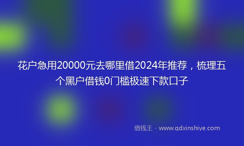 花户急用20000元去哪里借2024年推荐，梳理五个黑户借钱0门槛极速下款口子