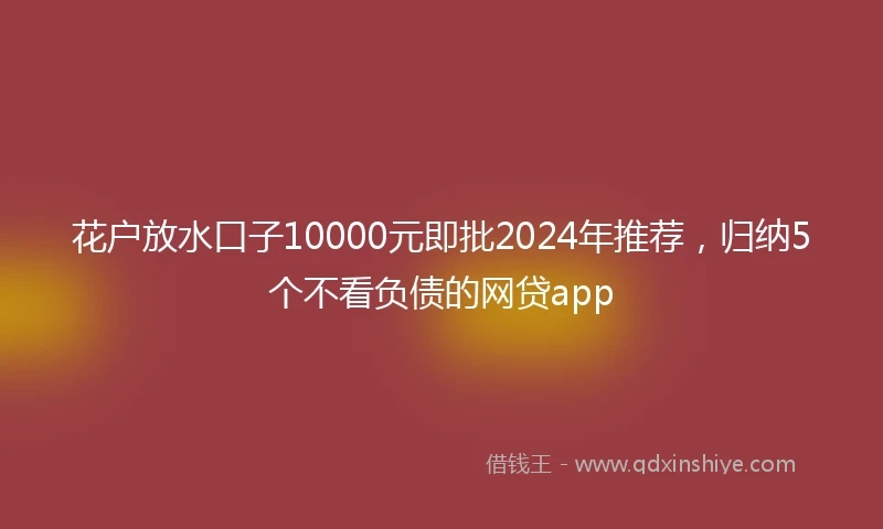 花户放水口子10000元即批2024年推荐，归纳5个不看负债的网贷app