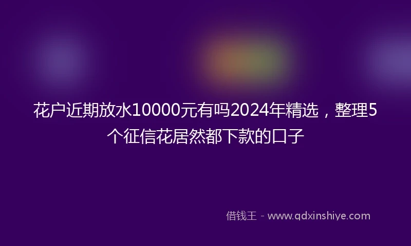 花户近期放水10000元有吗2024年精选，整理5个征信花居然都下款的口子