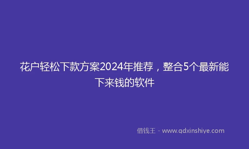 花户轻松下款方案2024年推荐，整合5个最新能下来钱的软件