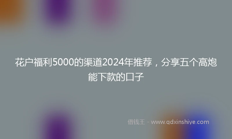 花户福利5000的渠道2024年推荐，分享五个高炮能下款的口子
