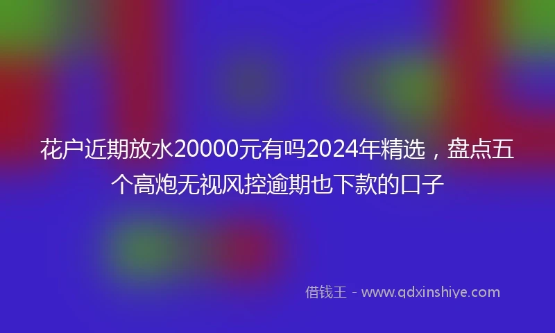 花户近期放水20000元有吗2024年精选，盘点五个高炮无视风控逾期也下款的口子