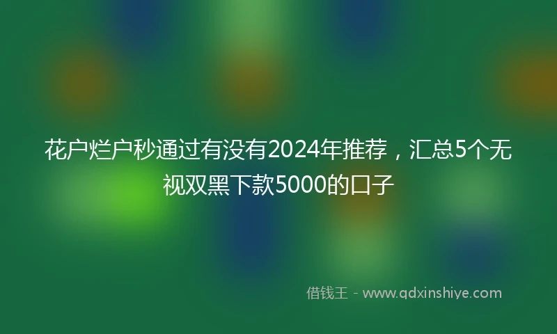 花户烂户秒通过有没有2024年推荐，汇总5个无视双黑下款5000的口子