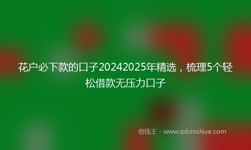 花户必下款的口子20242025年精选，梳理5个轻松借款无压力口子