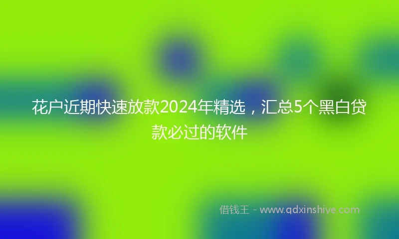 花户近期快速放款2024年精选，汇总5个黑白贷款必过的软件