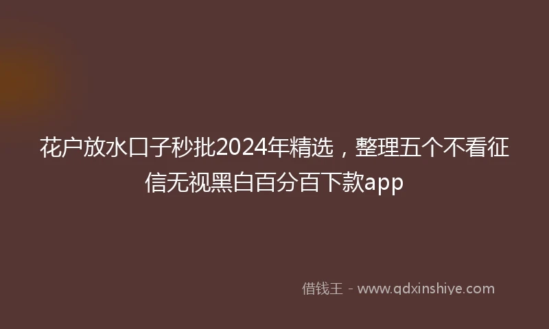 花户放水口子秒批2024年精选，整理五个不看征信无视黑白百分百下款app