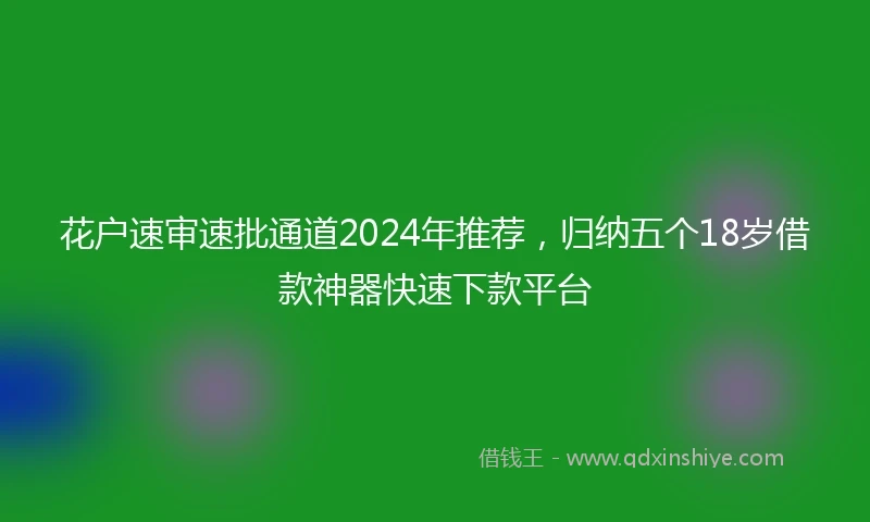 花户速审速批通道2024年推荐，归纳五个18岁借款神器快速下款平台
