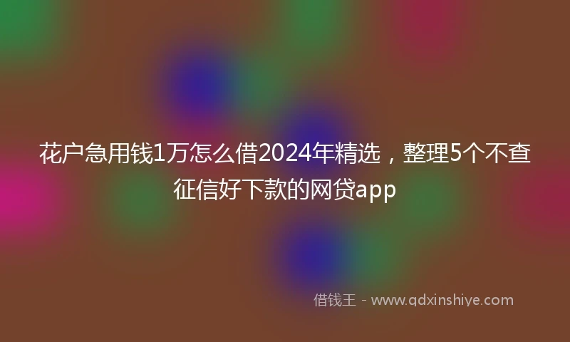 花户急用钱1万怎么借2024年精选，整理5个不查征信好下款的网贷app