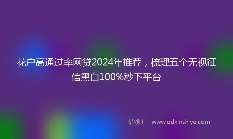 花户高通过率网贷2024年推荐，梳理五个无视征信黑白100%秒下平台