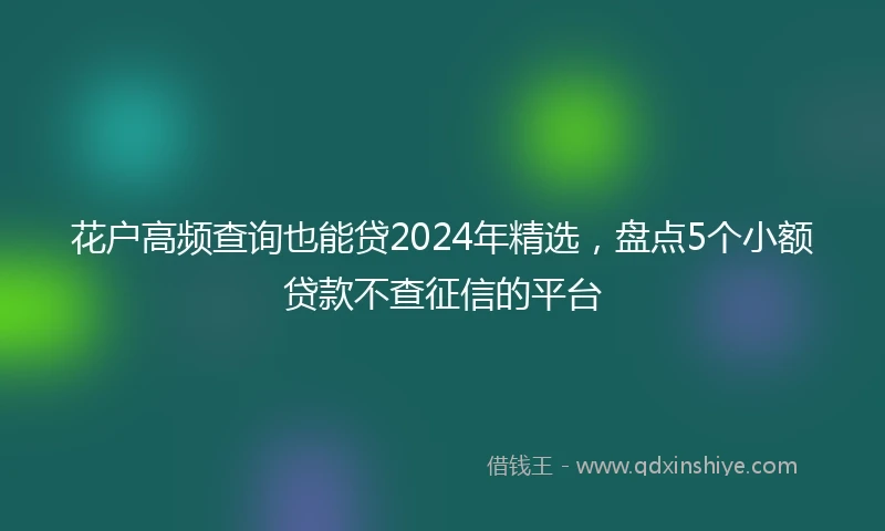 花户高频查询也能贷2024年精选，盘点5个小额贷款不查征信的平台