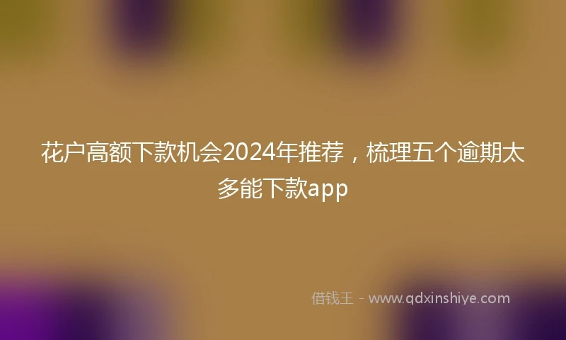 花户高额下款机会2024年推荐，梳理五个逾期太多能下款app