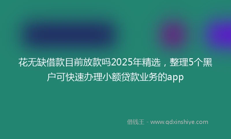花无缺借款目前放款吗2025年精选，整理5个黑户可快速办理小额贷款业务的app