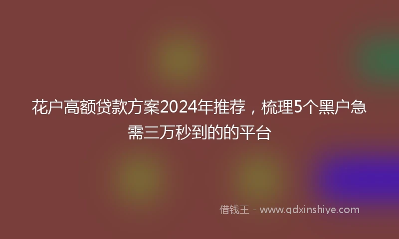 花户高额贷款方案2024年推荐，梳理5个黑户急需三万秒到的的平台