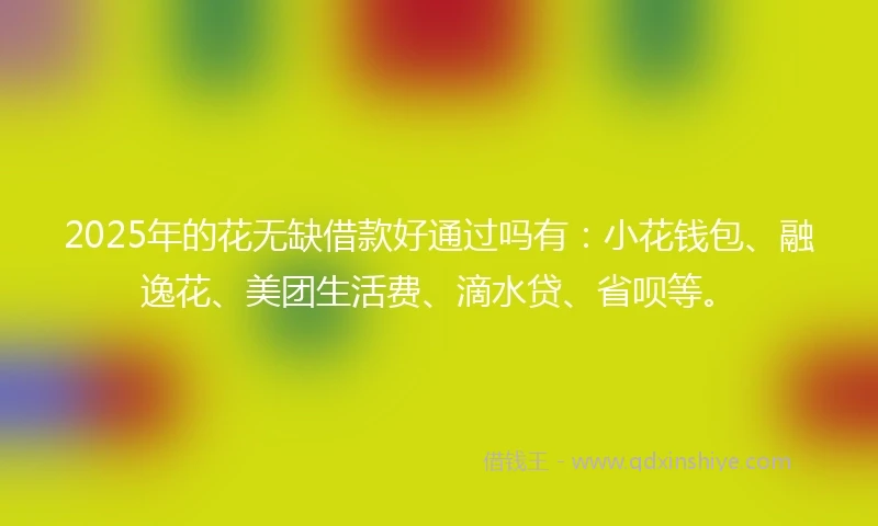 2025年的花无缺借款好通过吗有：小花钱包、融逸花、美团生活费、滴水贷、省呗等。