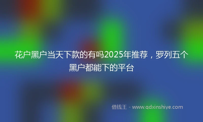 花户黑户当天下款的有吗2025年推荐，罗列五个黑户都能下的平台