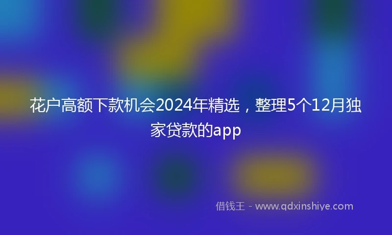 花户高额下款机会2024年精选，整理5个12月独家贷款的app