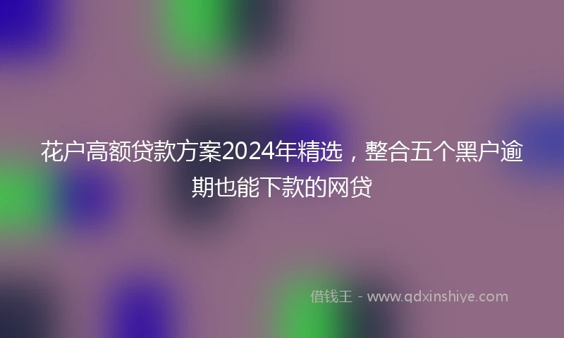 花户高额贷款方案2024年精选，整合五个黑户逾期也能下款的网贷
