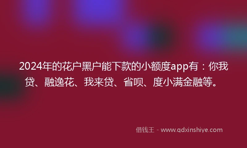 2024年的花户黑户能下款的小额度app有：你我贷、融逸花、我来贷、省呗、度小满金融等。