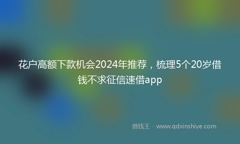 花户高额下款机会2024年推荐，梳理5个20岁借钱不求征信速借app