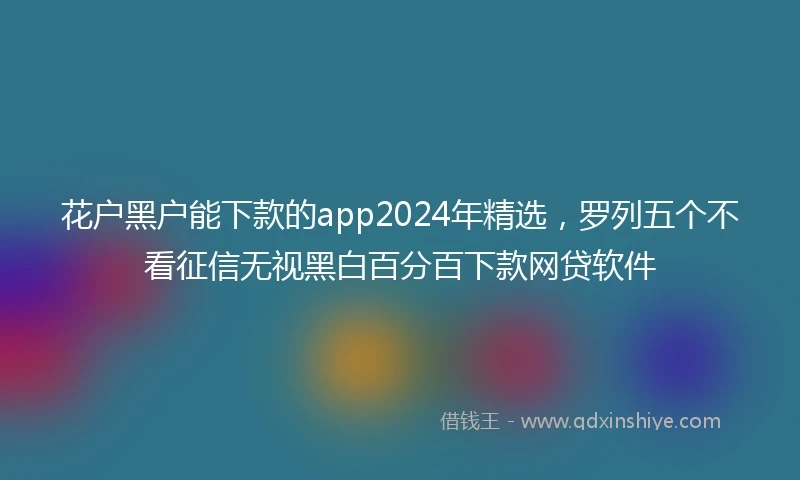 花户黑户能下款的app2024年精选，罗列五个不看征信无视黑白百分百下款网贷软件