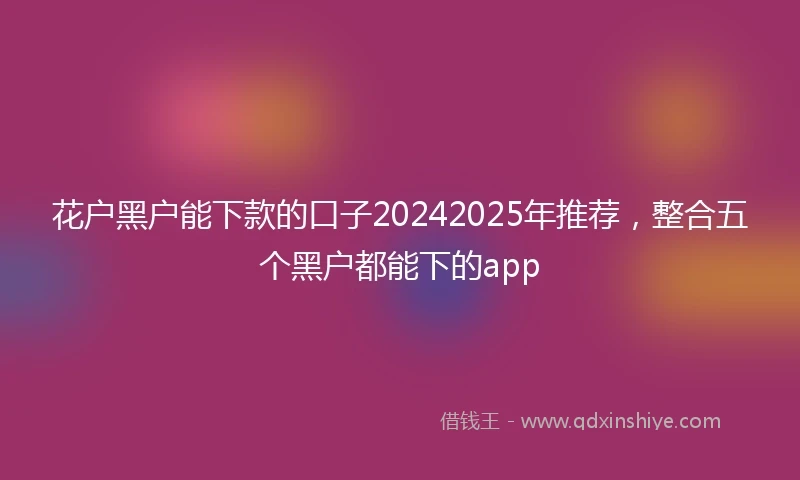 花户黑户能下款的口子20242025年推荐，整合五个黑户都能下的app