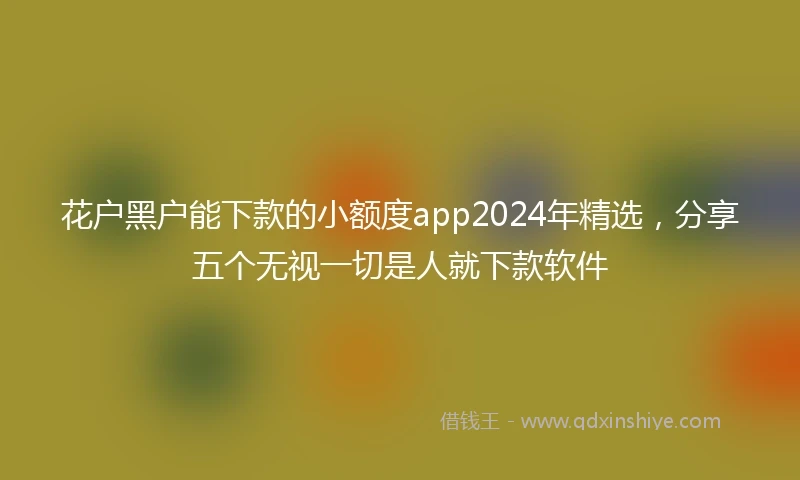 花户黑户能下款的小额度app2024年精选，分享五个无视一切是人就下款软件