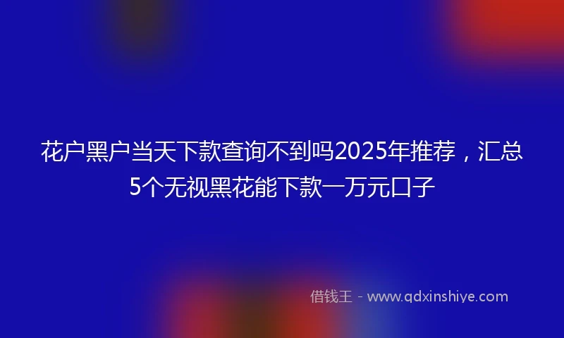 花户黑户当天下款查询不到吗2025年推荐，汇总5个无视黑花能下款一万元口子