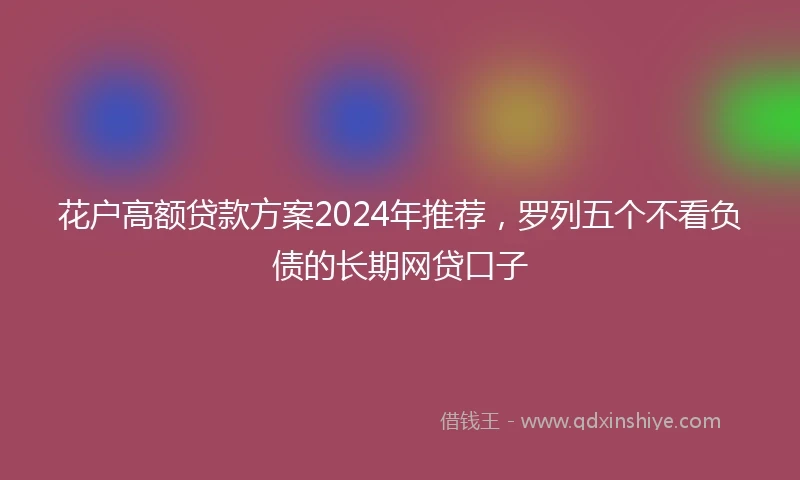 花户高额贷款方案2024年推荐，罗列五个不看负债的长期网贷口子