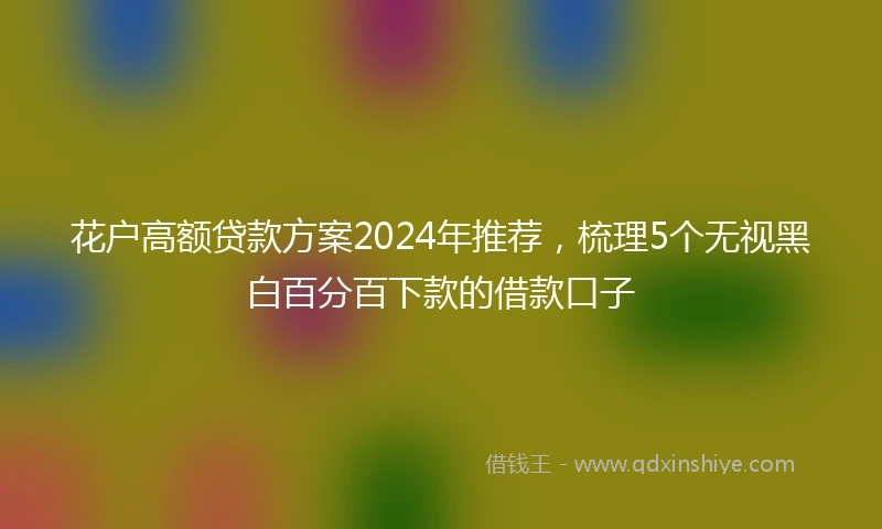 花户高额贷款方案2024年推荐，梳理5个无视黑白百分百下款的借款口子