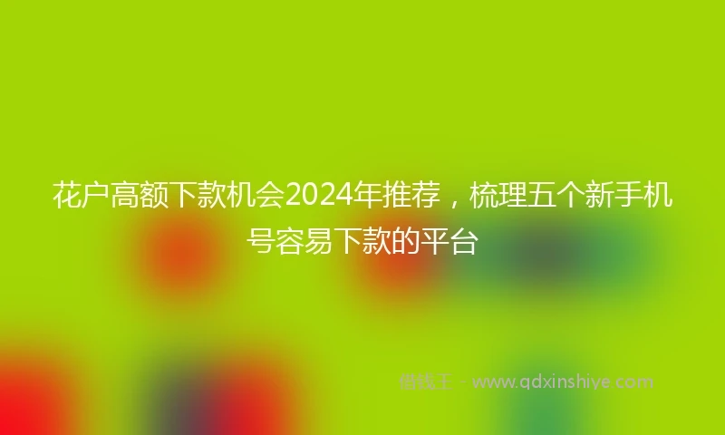 花户高额下款机会2024年推荐，梳理五个新手机号容易下款的平台